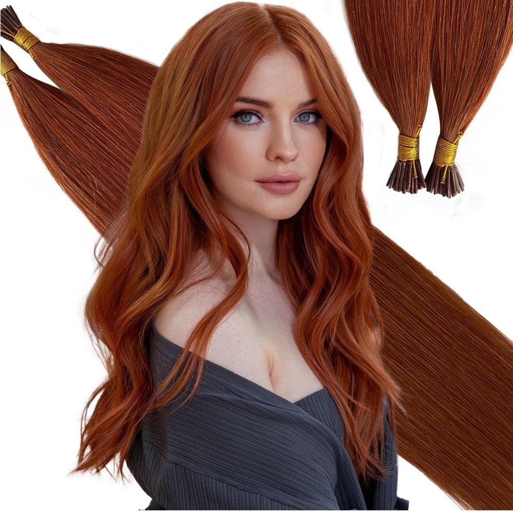 Auburn Red Remy Human Hair 24 Inch I Tip Hair Extensions